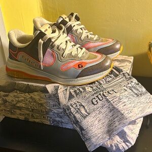 Gucci Gray and Orange Athletic Shoes